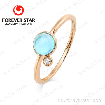 Blue Topaz Ring einfache 18K Gold Ring-Designs